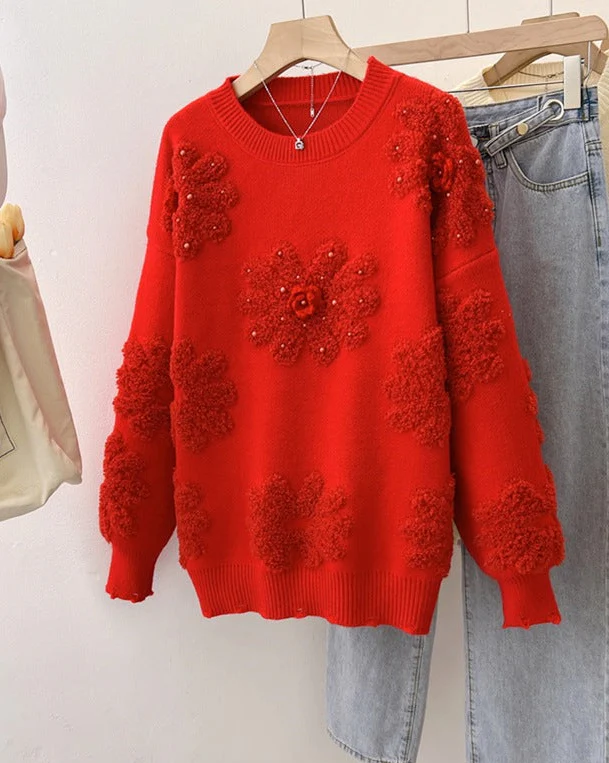 Canna Floral Pearl Woolen Sweater - Image 4