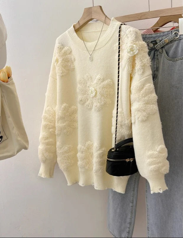Canna Floral Pearl Woolen Sweater - Image 5