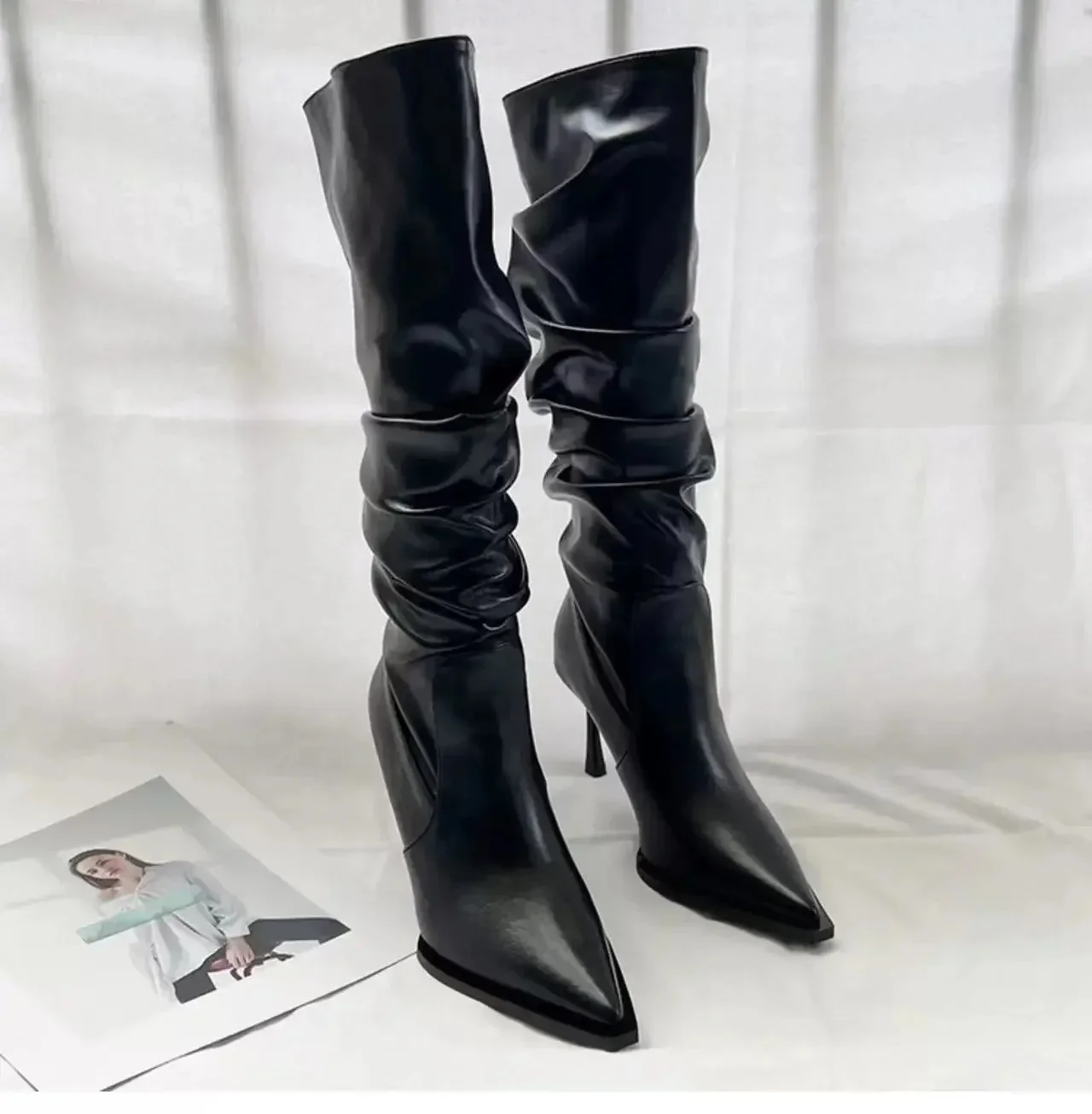 Cassia Stacked Premium Leather Boots - Image 4