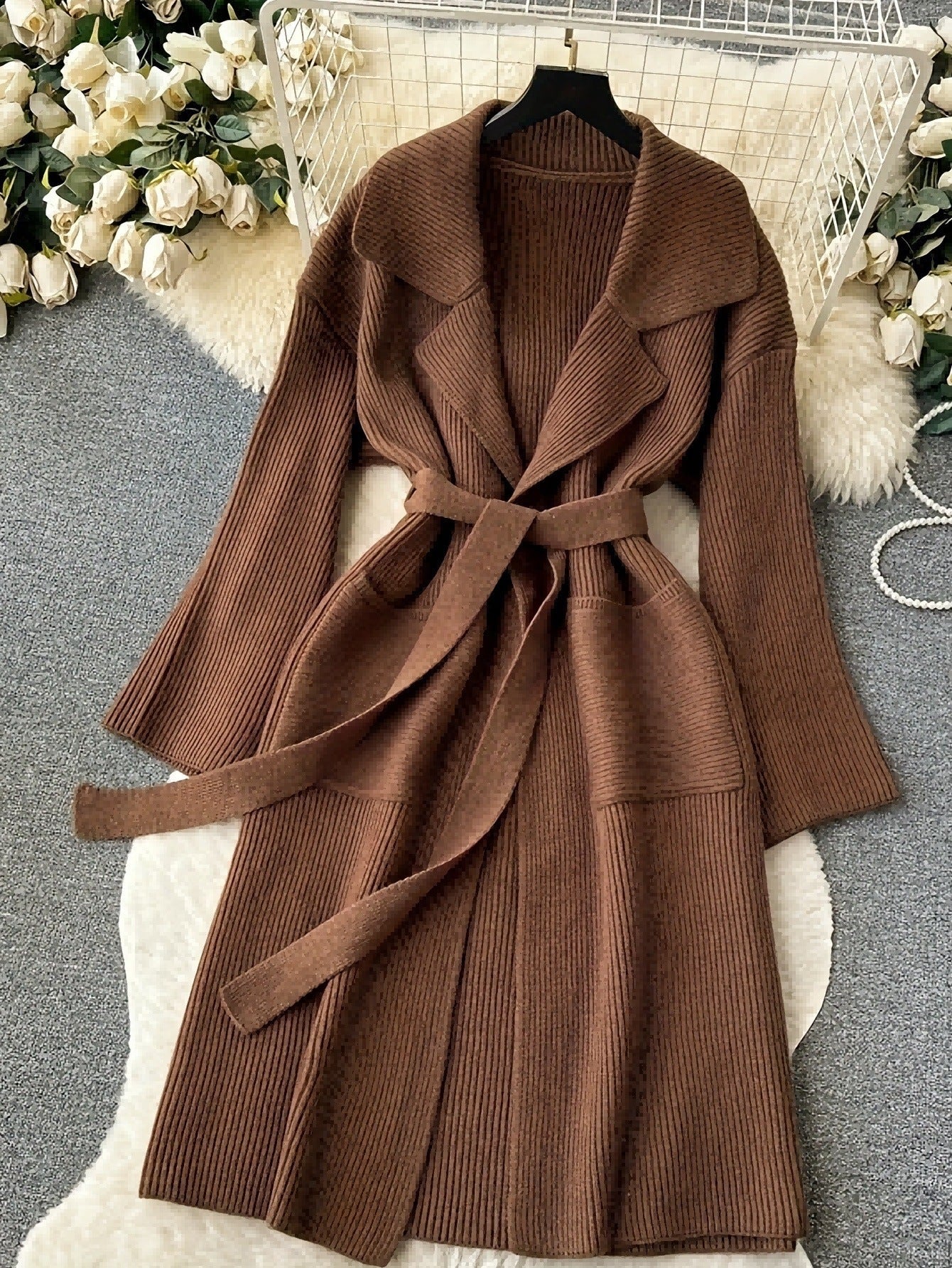 Catrina Winter Shrug With Belt In Grey - Image 4