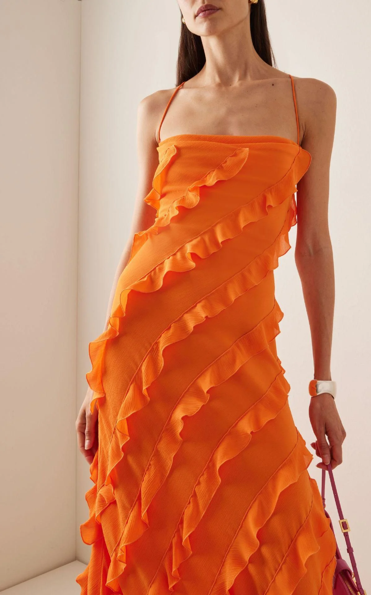 Caynne Ruffled Maxi Dress In Orange - Image 2