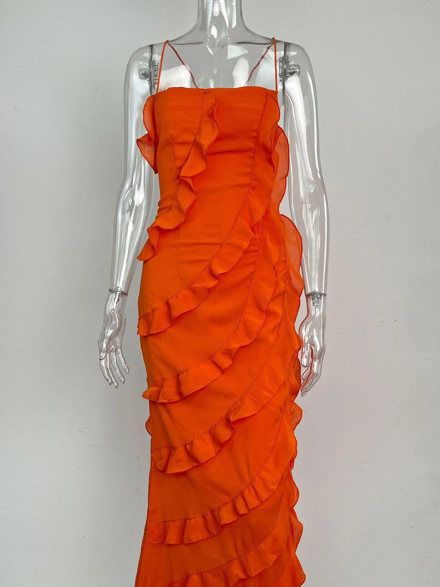 Caynne Ruffled Maxi Dress In Orange - Image 5