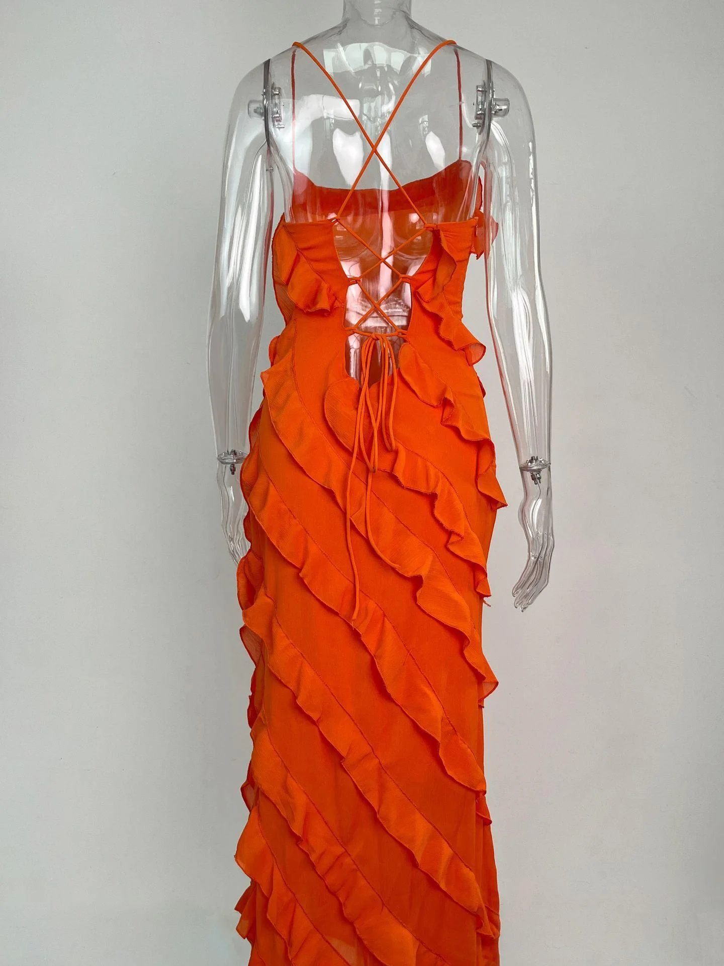 Caynne Ruffled Maxi Dress In Orange - Image 6