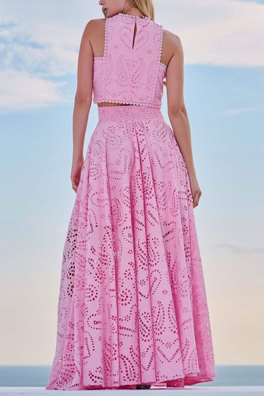 Celine Eyelet Summer Coord Set In Pink - Image 2