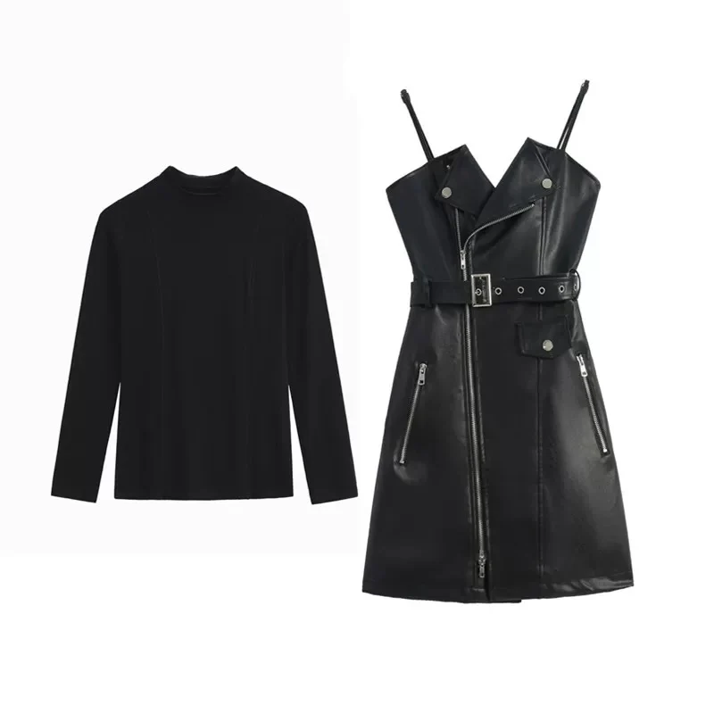 Champel PU Leather Dress in Black - Image 2