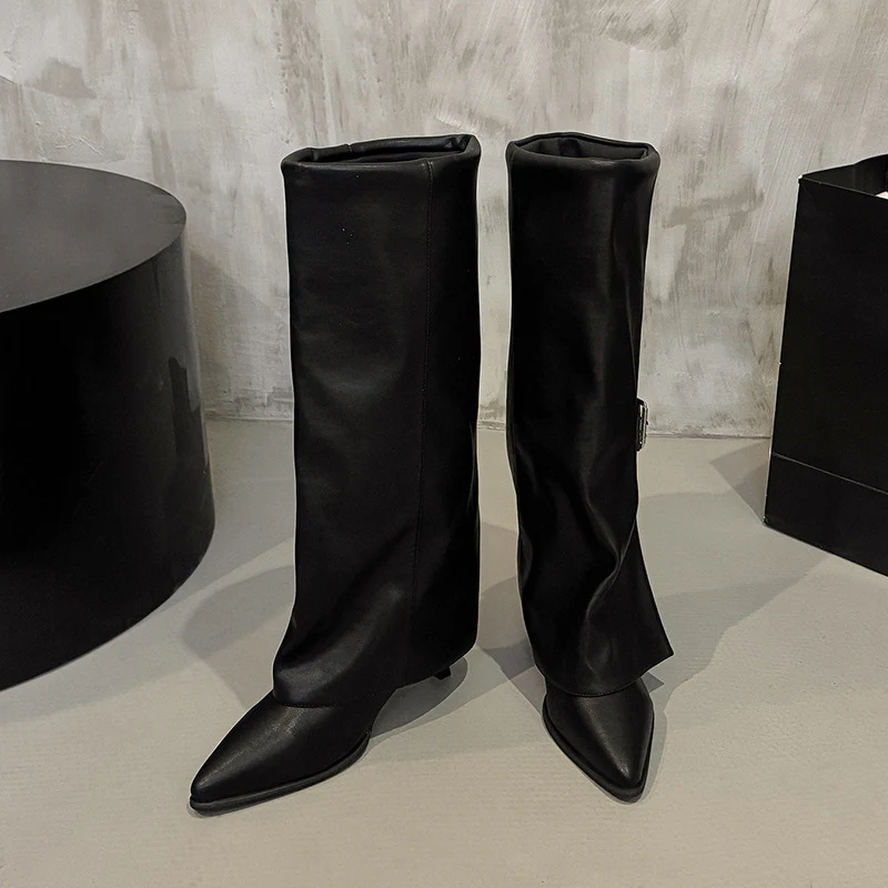 Chloe Mid Calf Pointed Boots - Image 10