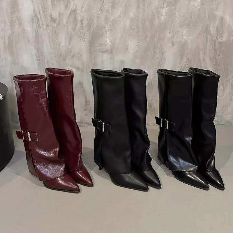 Chloe Mid Calf Pointed Boots - Image 2