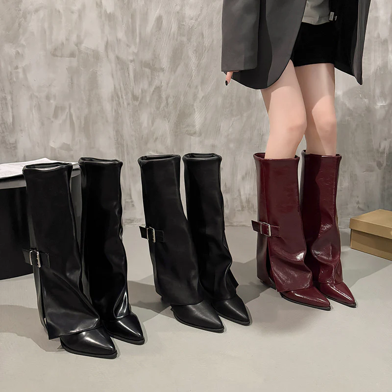 Chloe Mid Calf Pointed Boots - Image 5