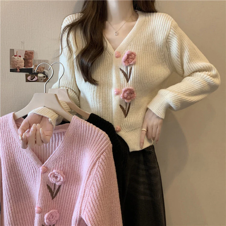 Cielia Flower Woolen Cardigan - Image 7