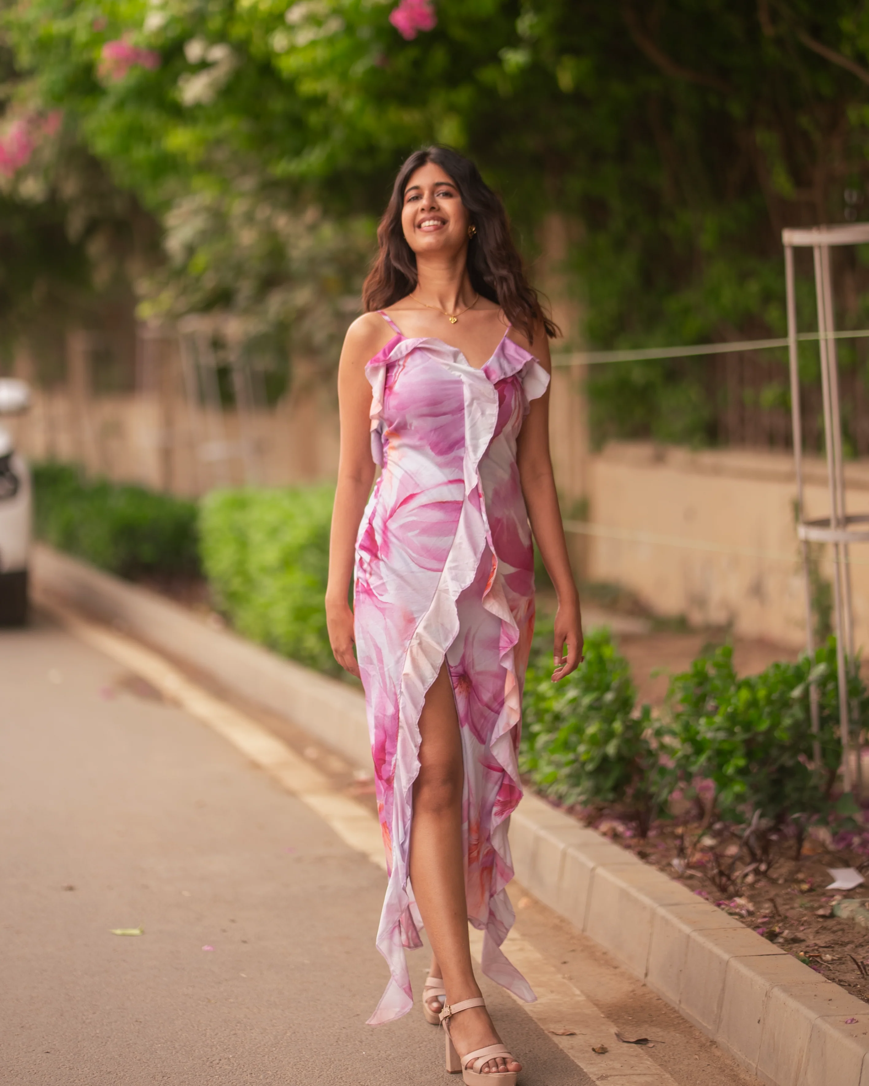 Clove Ruffled Summer Maxi Dress In Purple - Image 6