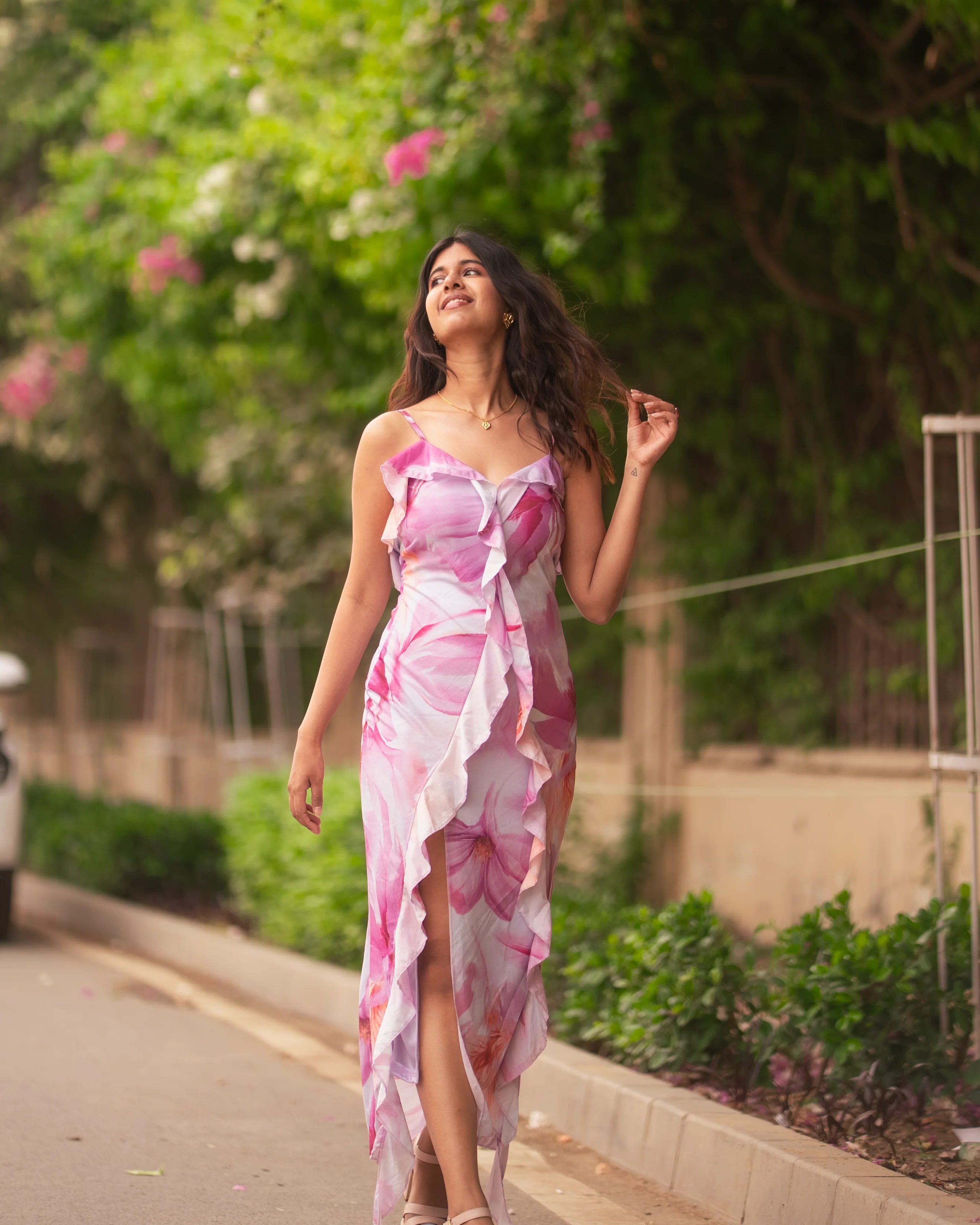 Clove Ruffled Summer Maxi Dress In Purple - Image 9
