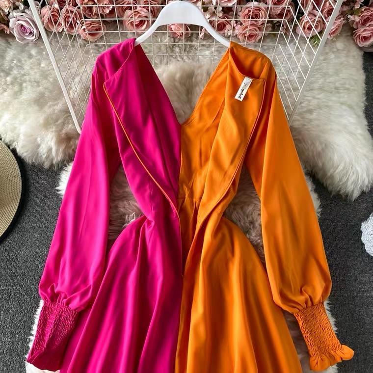 Colour Block Maxi Dress In Pink and Orange - Image 3