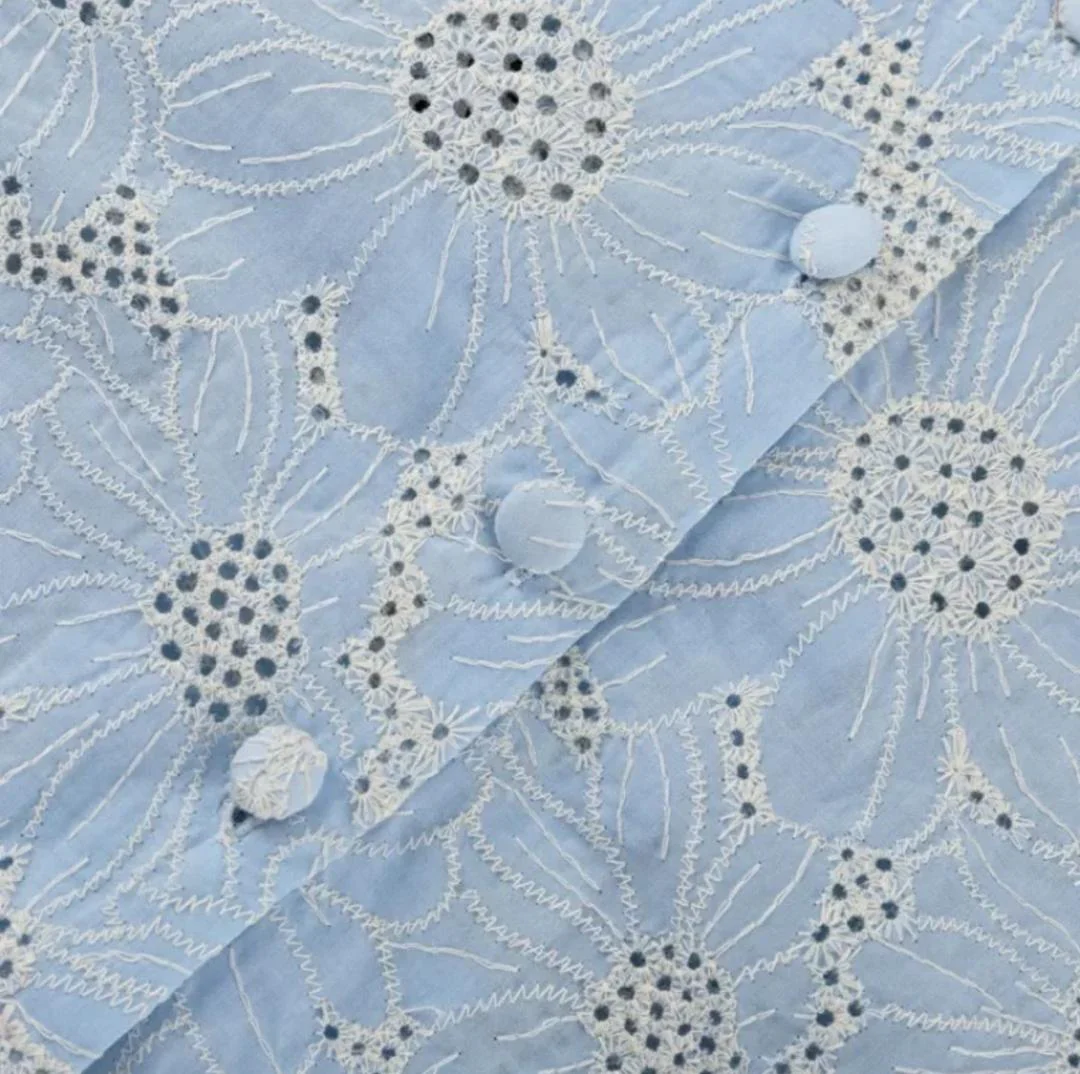 Coral Eyelet  Summer Top In Blue - Image 3