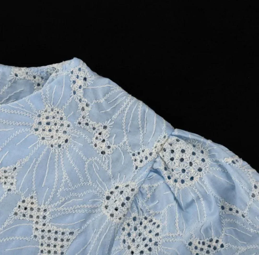 Coral Eyelet  Summer Top In Blue - Image 6