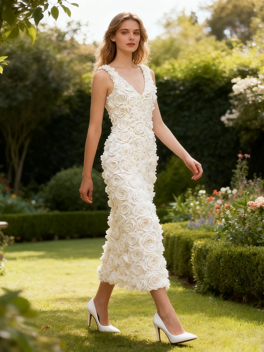Cosmos Luxe 3D Floral Maxi Dress - Image 3