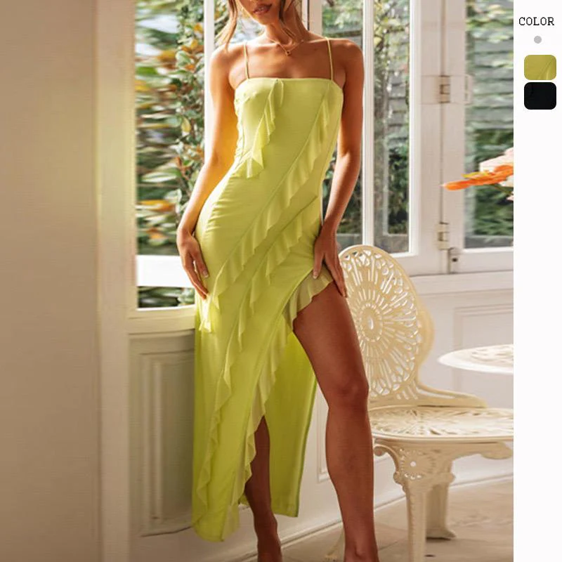Cresee Ruffled Maxi Dress In Light Yellow - Image 2