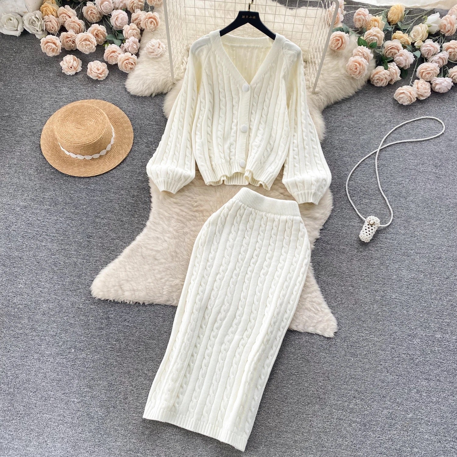 Crystella Winter Coord Set - Set of Sweater and Skirt