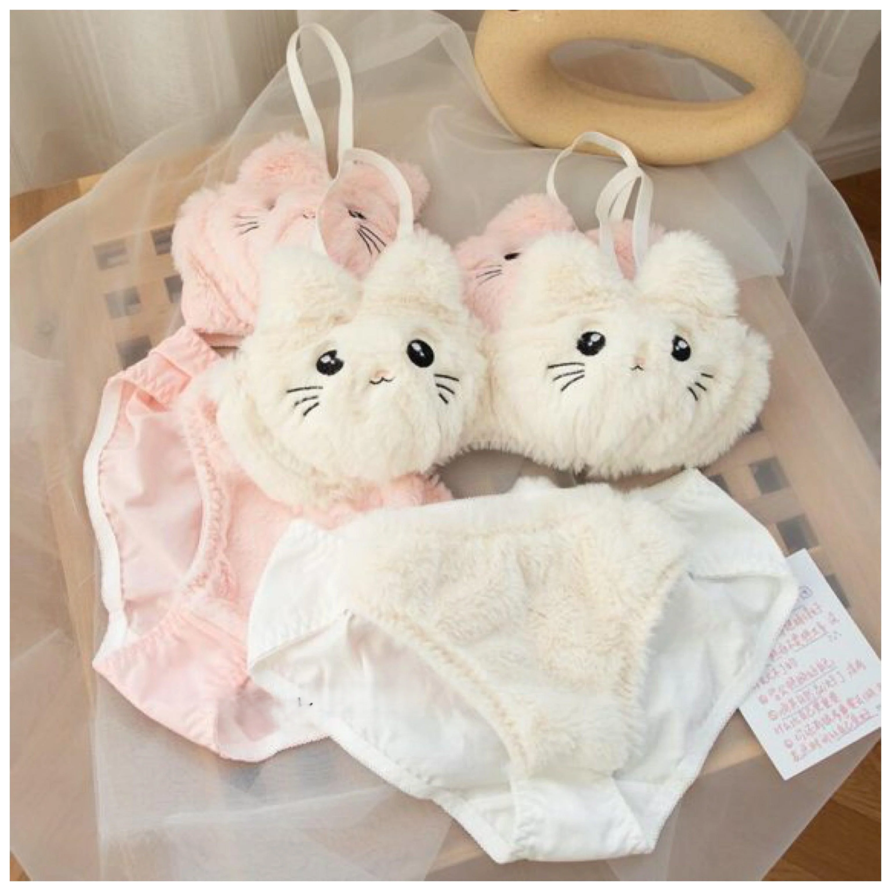 Cute Kitty Lingerie Set In White - Image 3