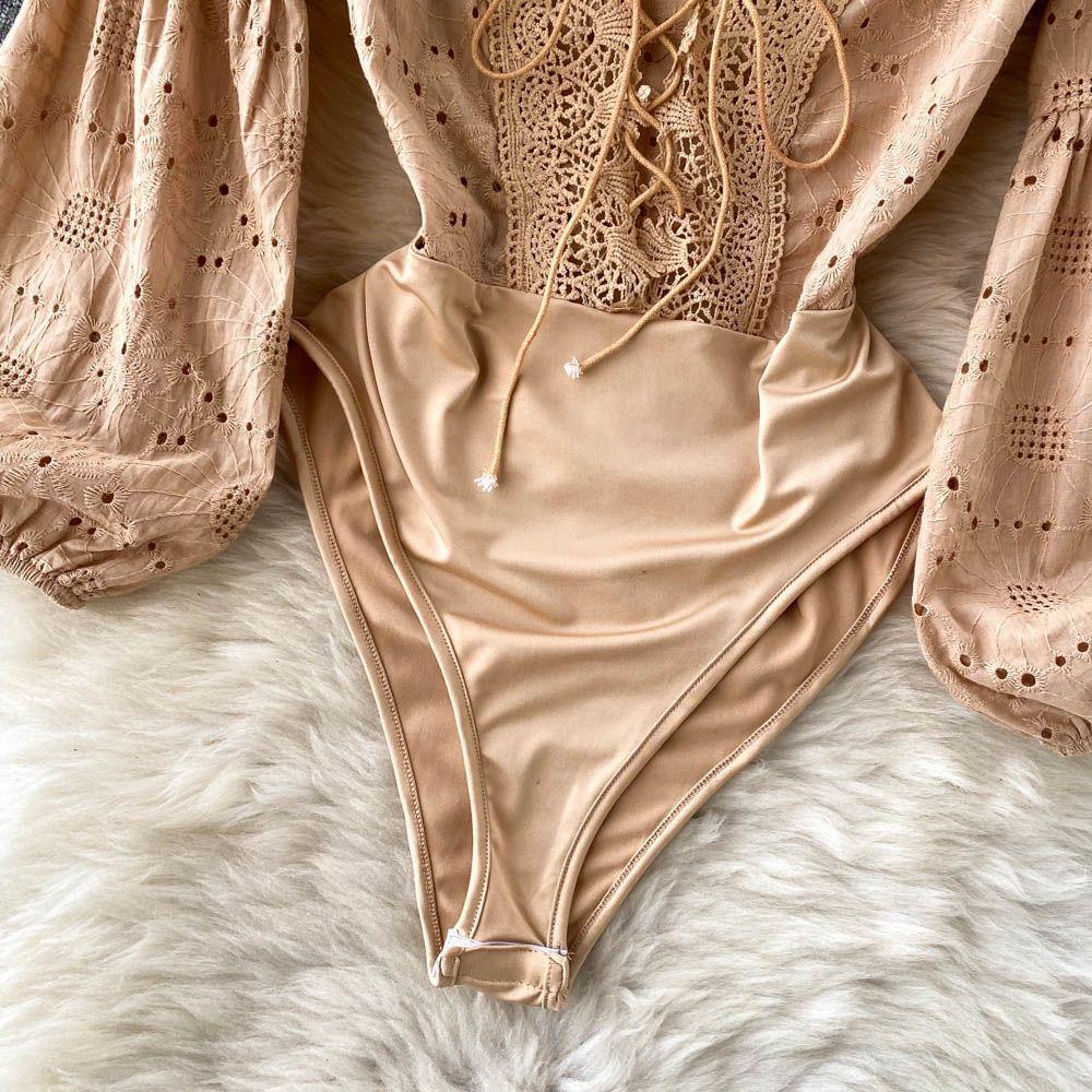 Daphne Formal Bodysuit In Beige - Image 2