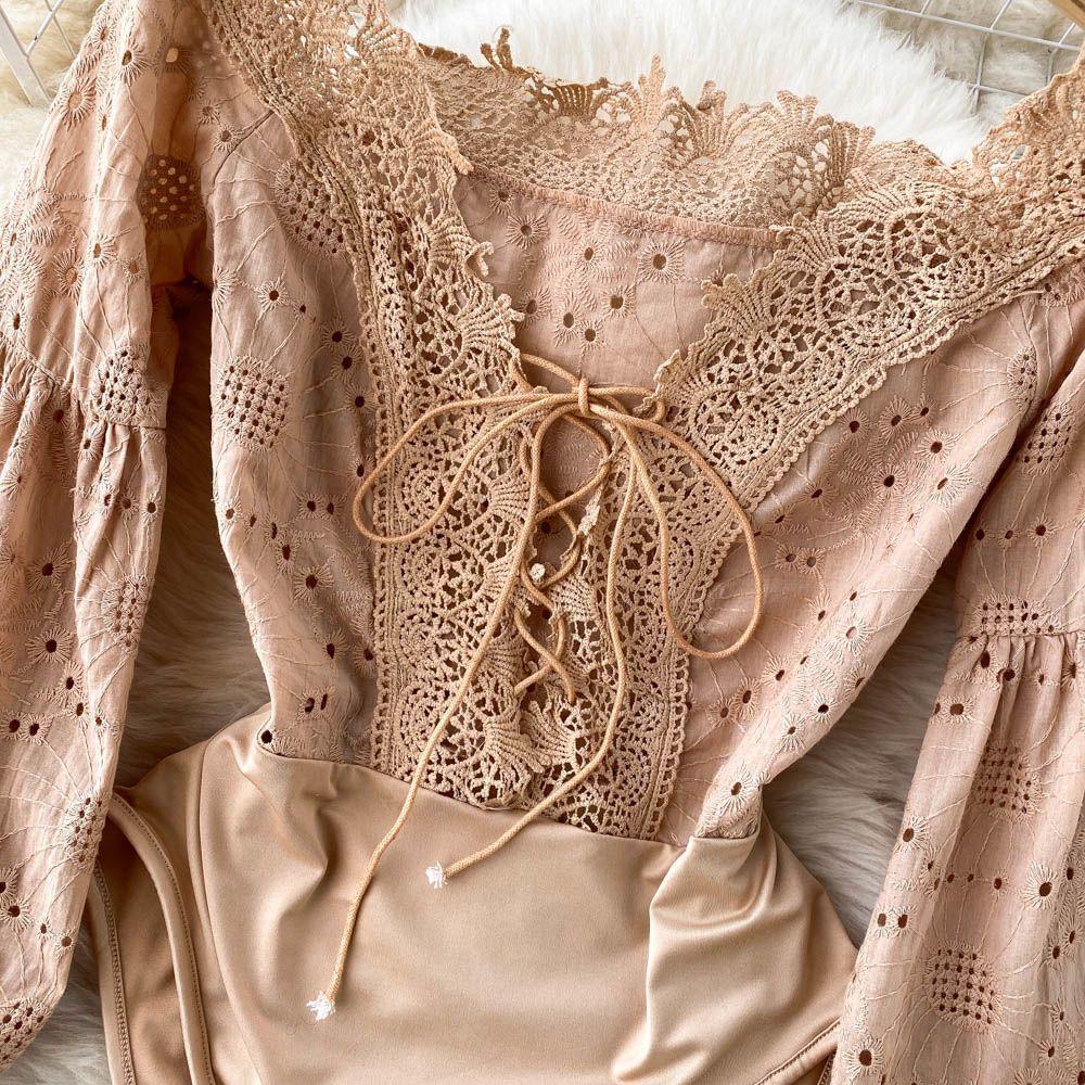 Daphne Formal Bodysuit In Beige - Image 4