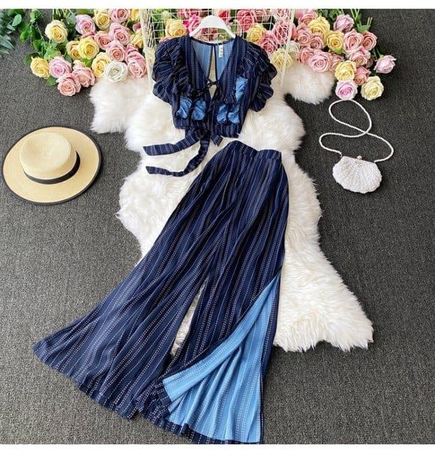 Dawson Breezy Coord Set In Navy Blue - Image 3
