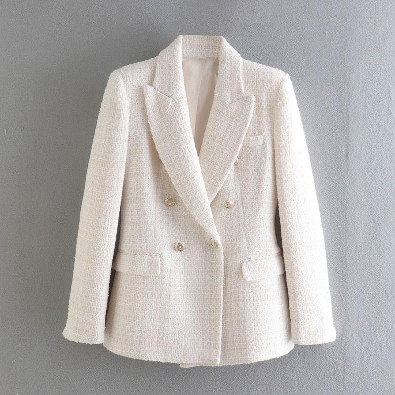 Deborah Statement Tweed Blazer in White - Image 6