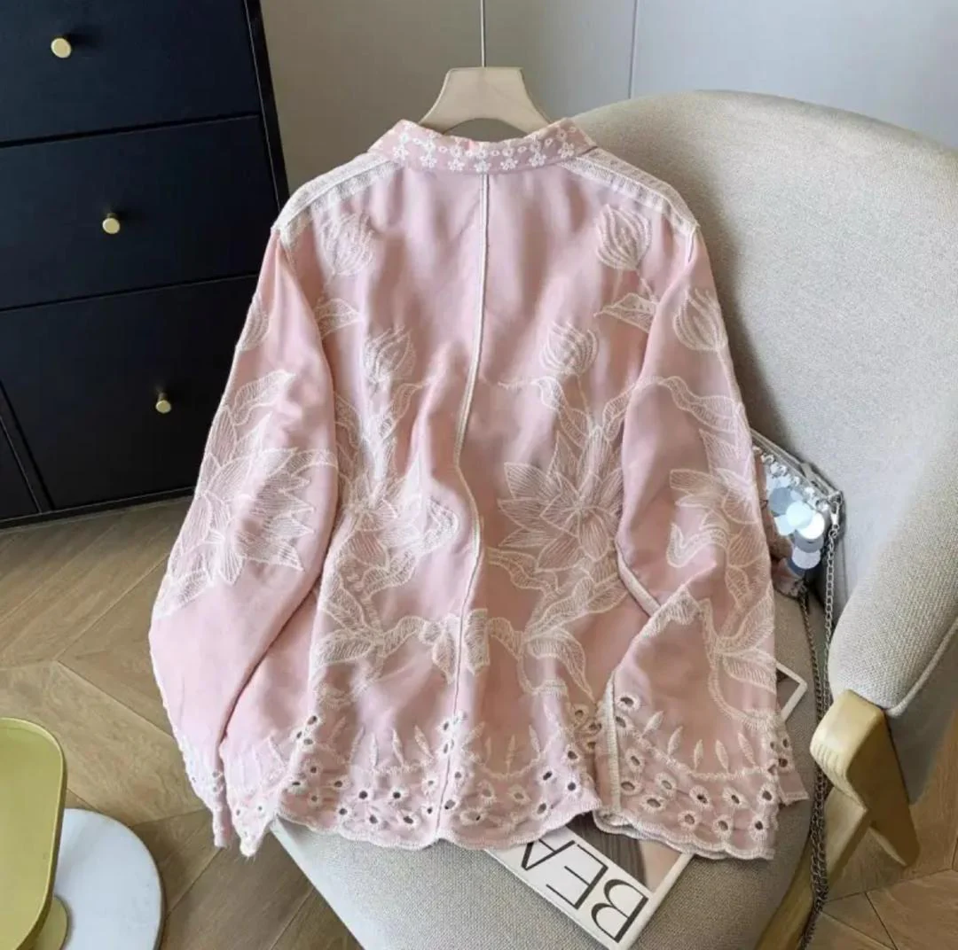 Deli Premium Embroidered Cotton Shirts In Pink - Image 3