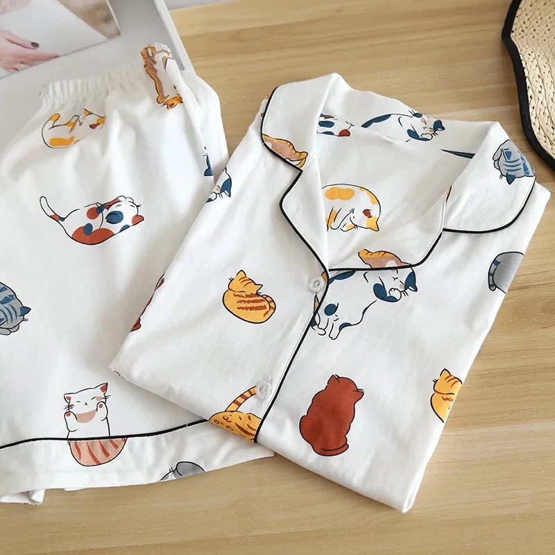 Delsa Animal Cotton Nightsets Shorts In Multicolor - Image 3