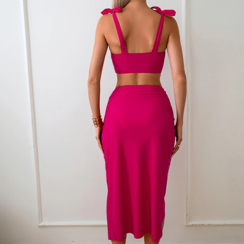 Demi Bikini with Sarong Skirt In Pink - Image 2