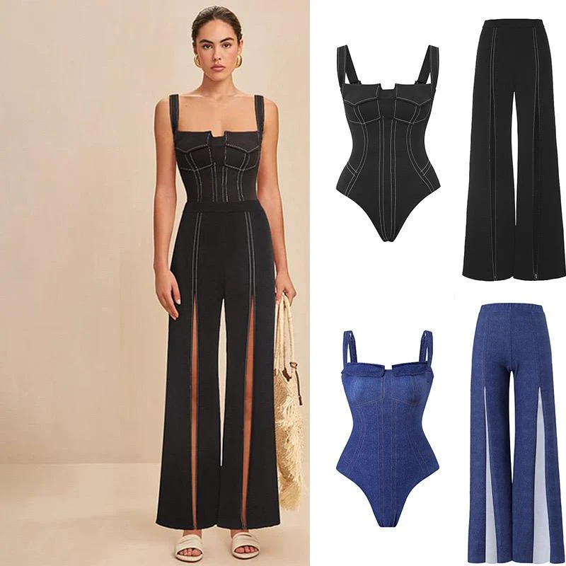Deris Swimsuit With Pants In Black - Image 5