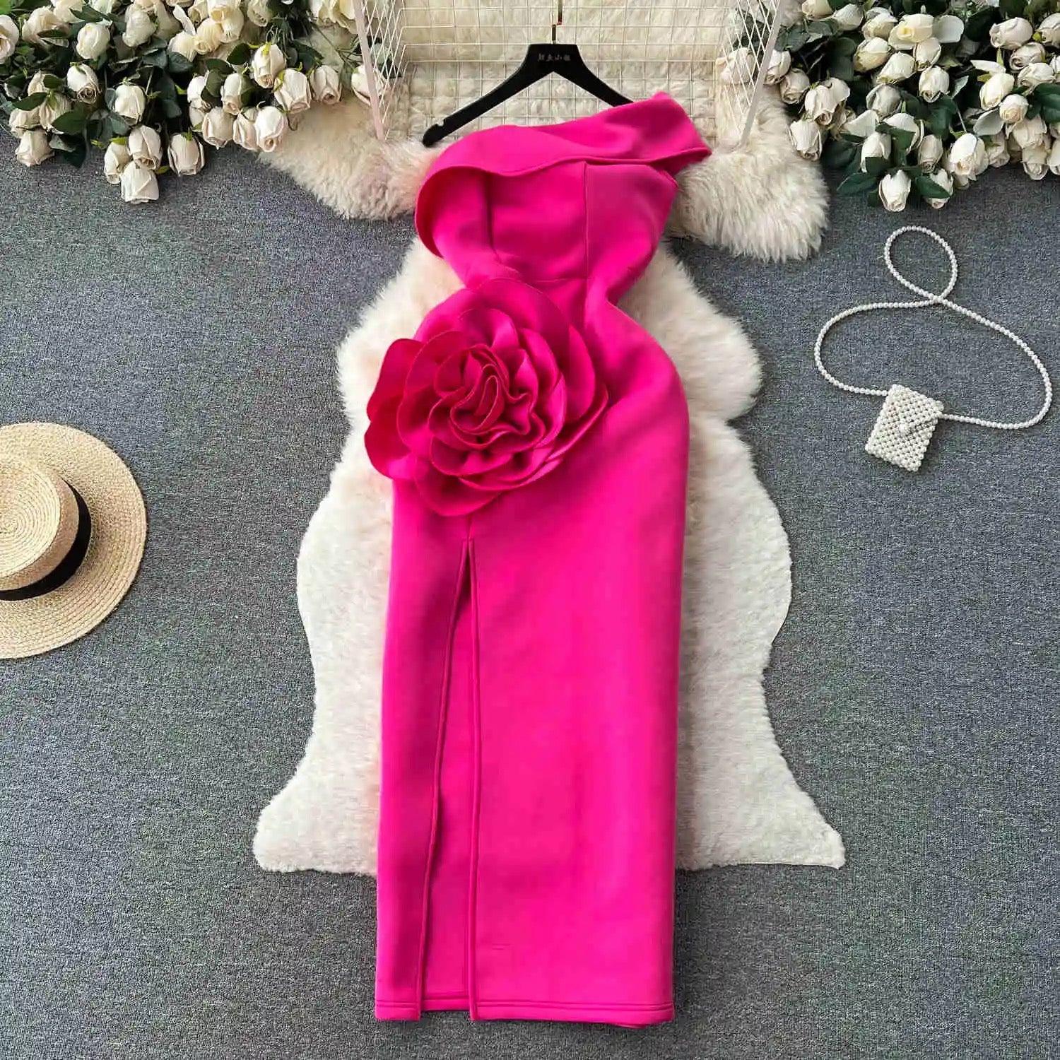 Desbam Rosette Dress In Pink - Image 2