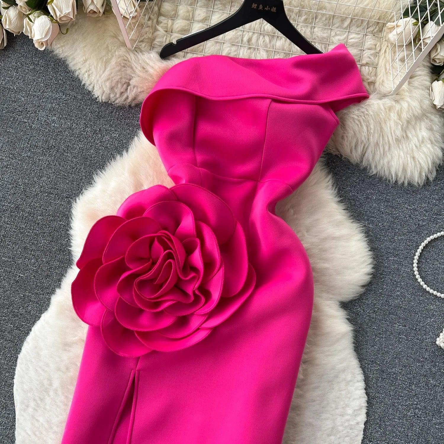 Desbam Rosette Dress In Pink - Image 3