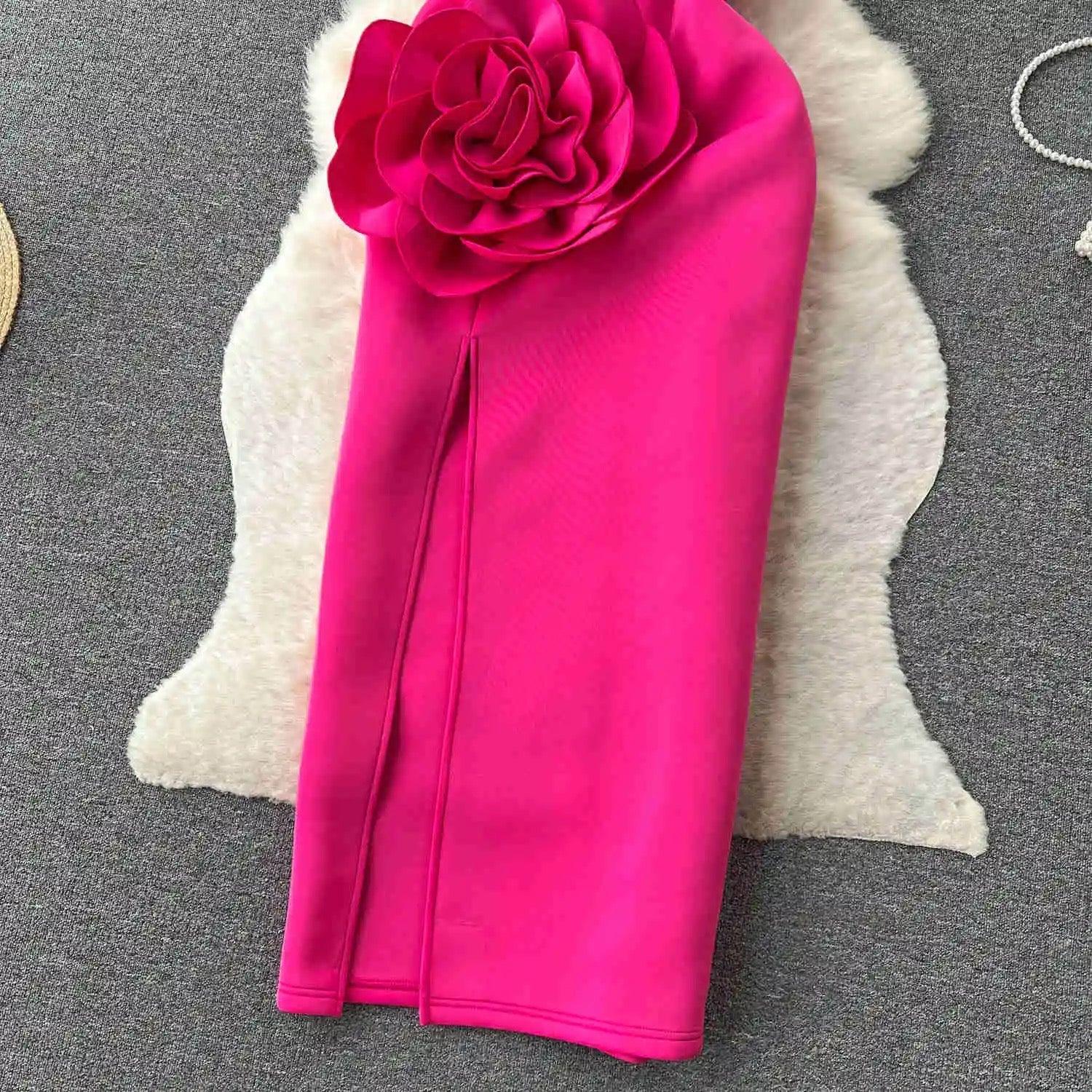 Desbam Rosette Dress In Pink - Image 4
