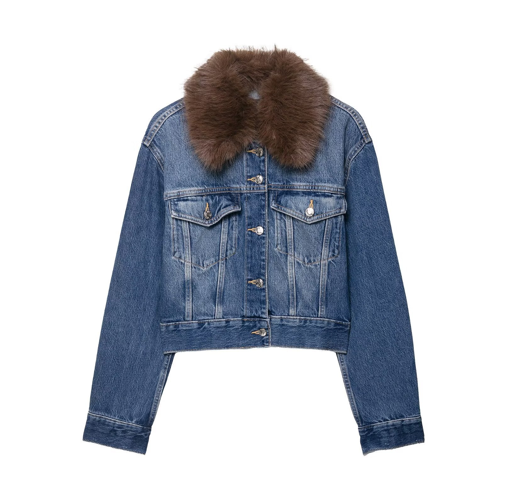 Despina Fur Denim Jacket - Image 2