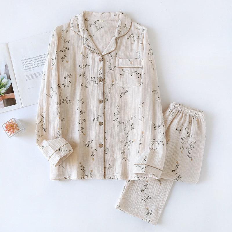 Diaz Floral Cotton Crepe Nightsuits In Off-White - Image 2