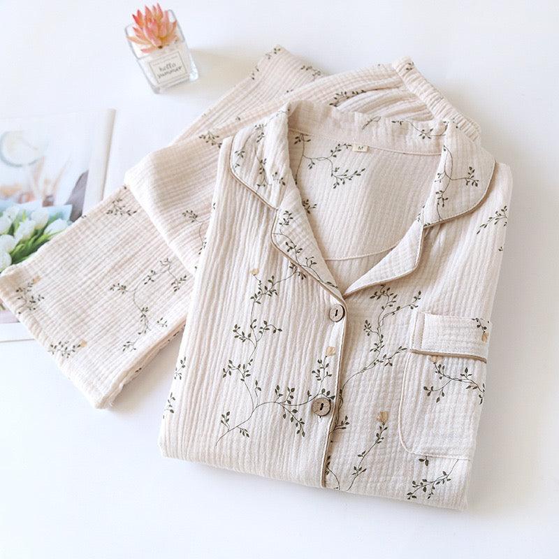 Diaz Floral Cotton Crepe Nightsuits In Off-White - Image 3