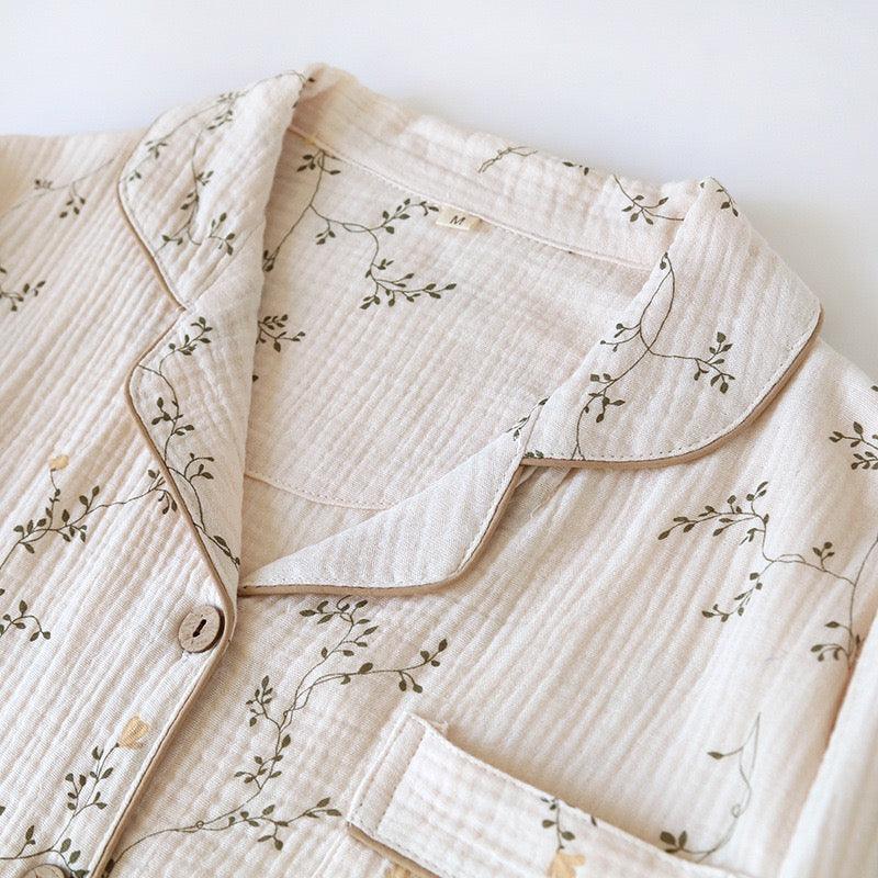 Diaz Floral Cotton Crepe Nightsuits In Off-White - Image 4