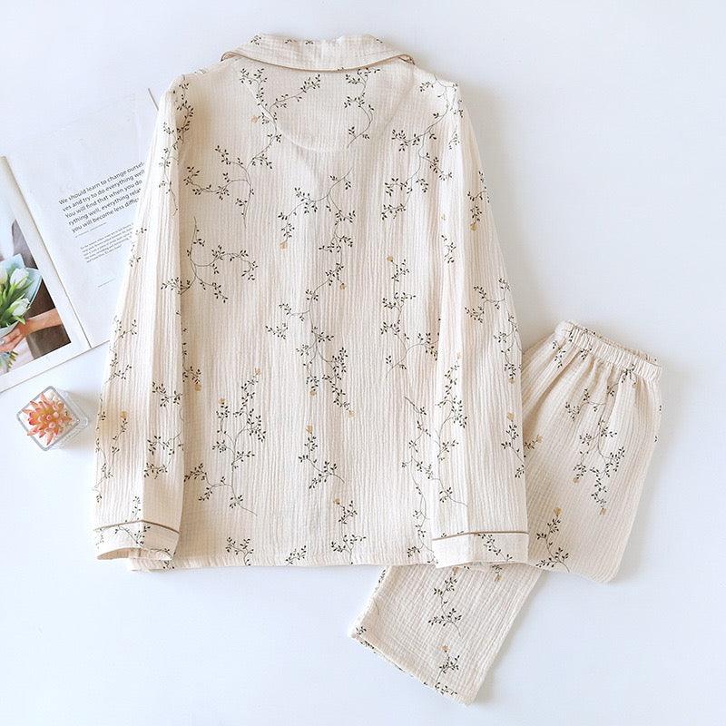 Diaz Floral Cotton Crepe Nightsuits In Off-White - Image 6