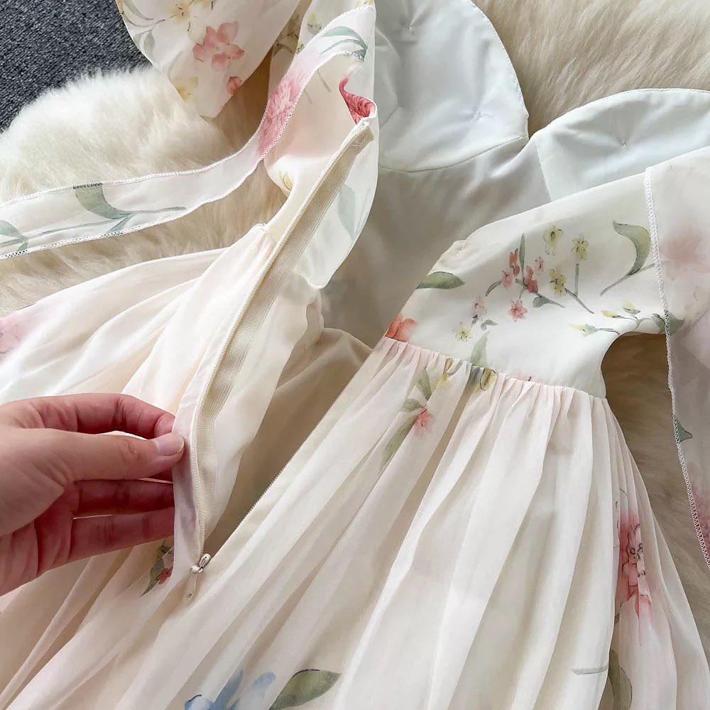 Disa Floral Midi Dress in Ivory - Image 4