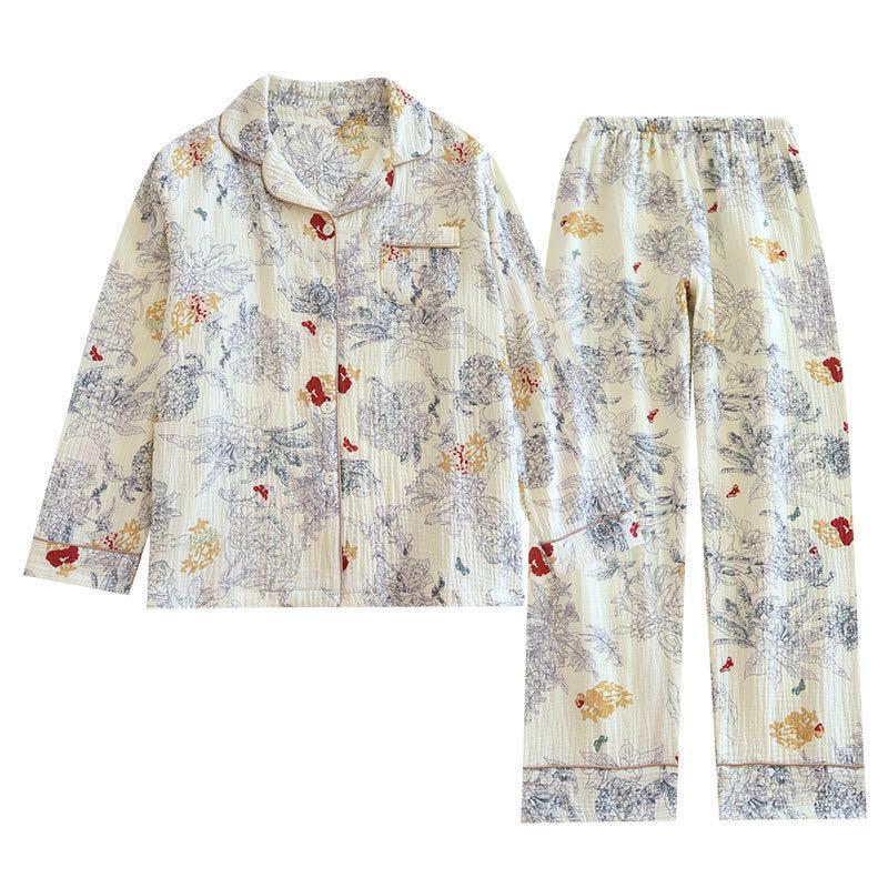 Dolcay Floral Cotton Nightsuit In Off-White - Image 7