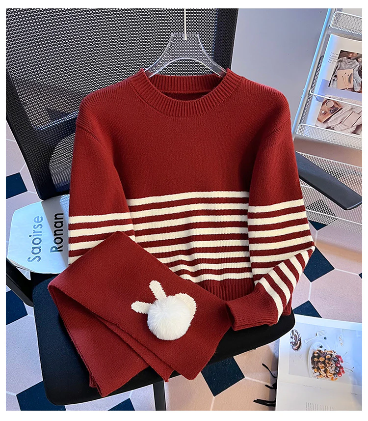 Donielle Stripe Sweater With Stole - Image 2