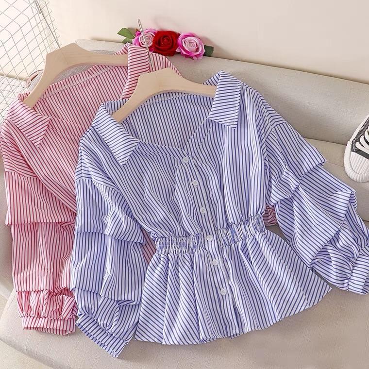Donna Striped Blouse In Red - Image 4