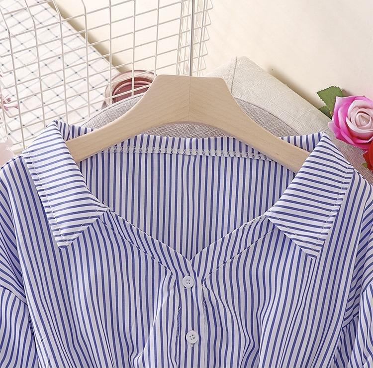 Donna Striped Blouse In Black - Image 9