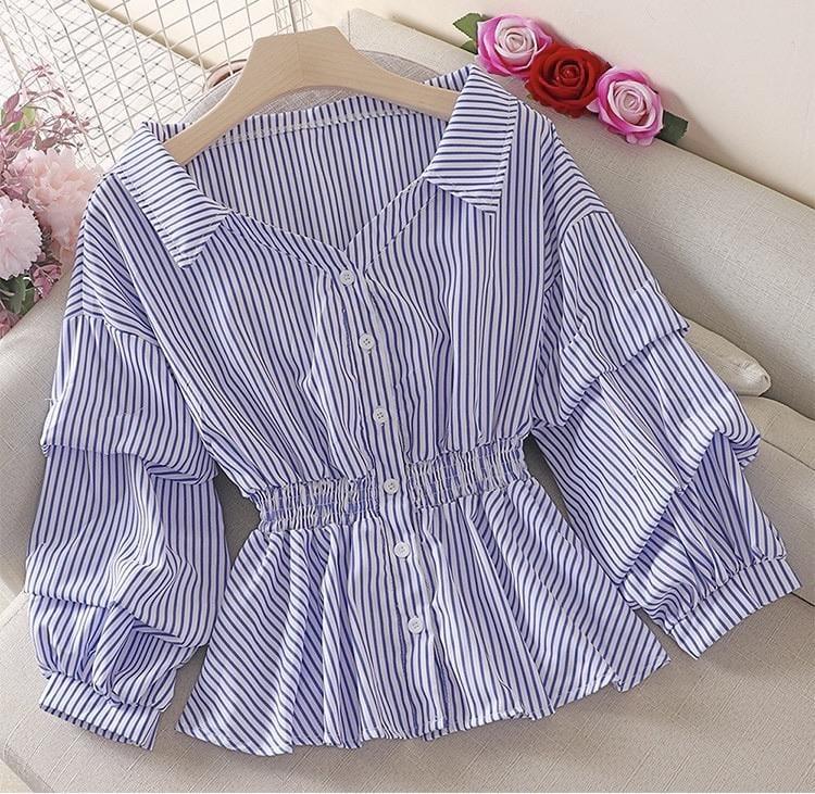 Donna Striped Blouse In Black - Image 2