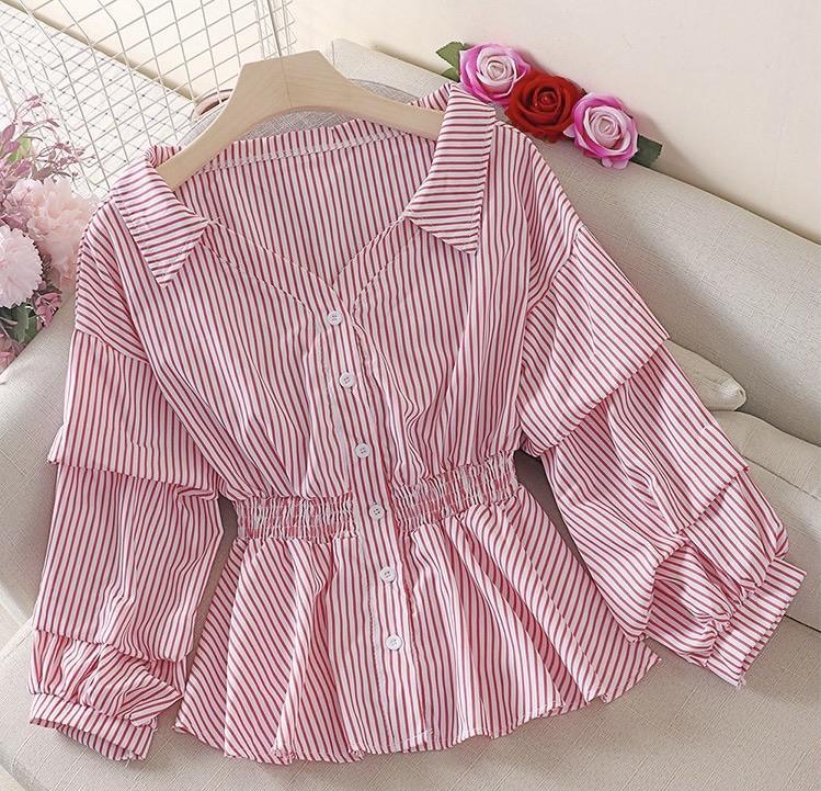 Donna Striped Blouse In Red - Image 3