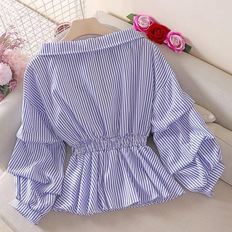 Donna Striped Blouse In Black - Image 5