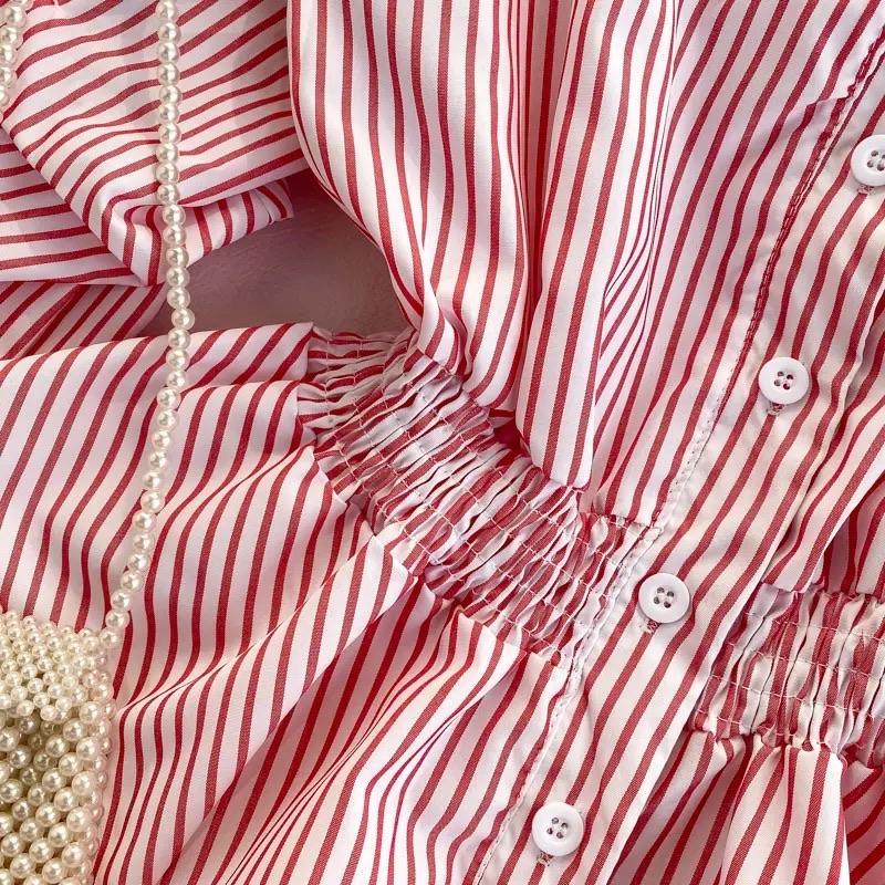 Donna Striped Blouse In Red - Image 6