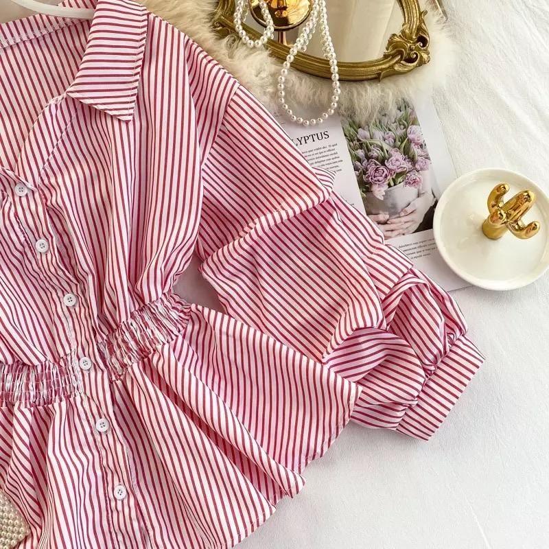 Donna Striped Blouse In Red - Image 5