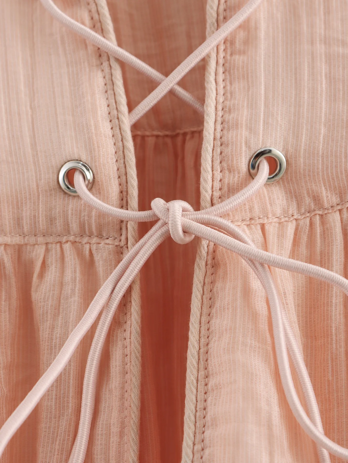 Elara Lace-Up Oversized Summer Top In Peach - Image 6