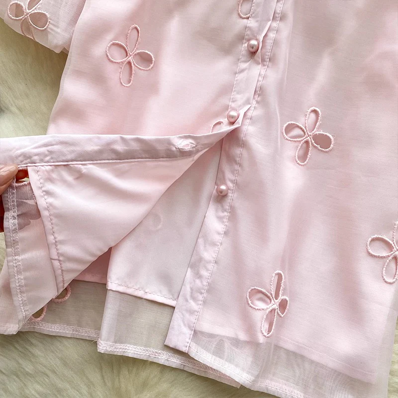 Elea Embellished Collar Top In Pink - Image 5